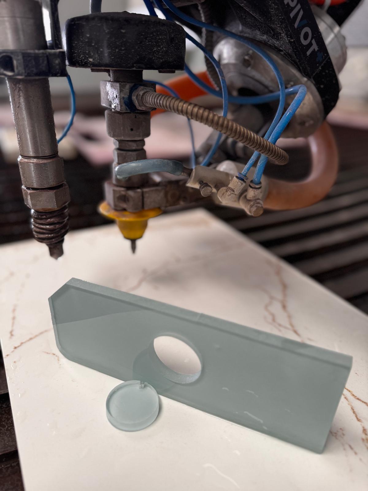 Precision waterjet cut glass piece
