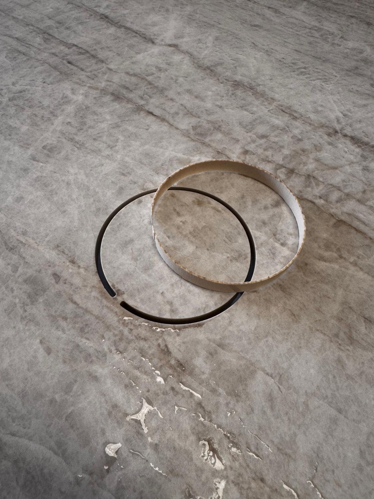 Circular rings precision cut from stone marble