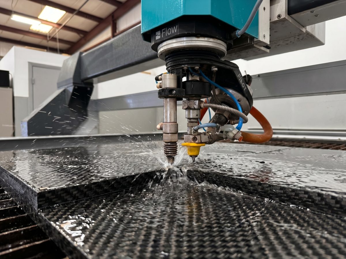 Flow waterjet cutting carbon fiber composite panel with no delamination