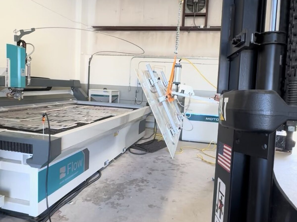 MS WaterJet Cutting shop facility interior in Apopka, Florida