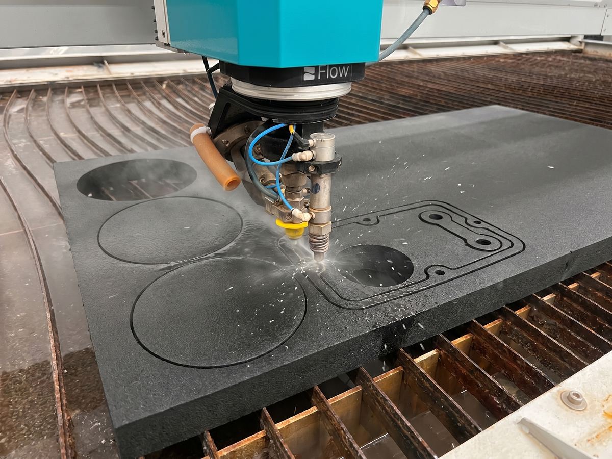 Waterjet cutting precision gaskets and seals from EVA foam